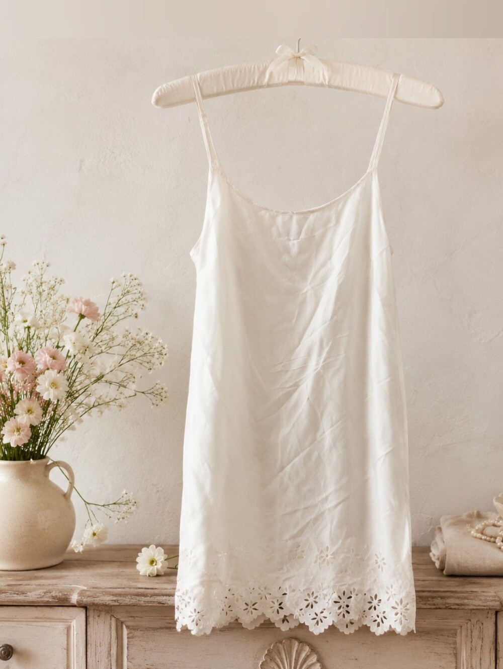 Vintage Y2K Morgan Taylor Ivory Eyelet Slip Dress